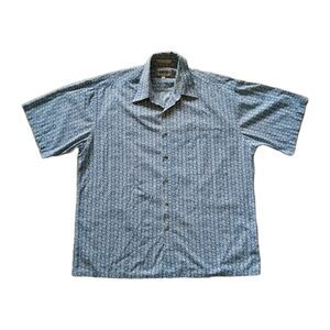 Mens Large Button Down Casual Dress Shirt 100% Cotton Blue White Floral